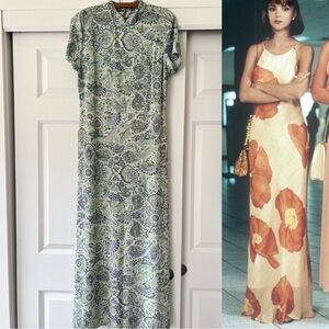 Vintage 90’s paisley‎ Floral Green Maxi Dress size 10